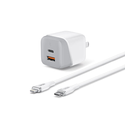 ZIZO PowerVault 30W Dual Port Wall Charger Bundle + Lightning to USB-C Cable + USB-A Adapter