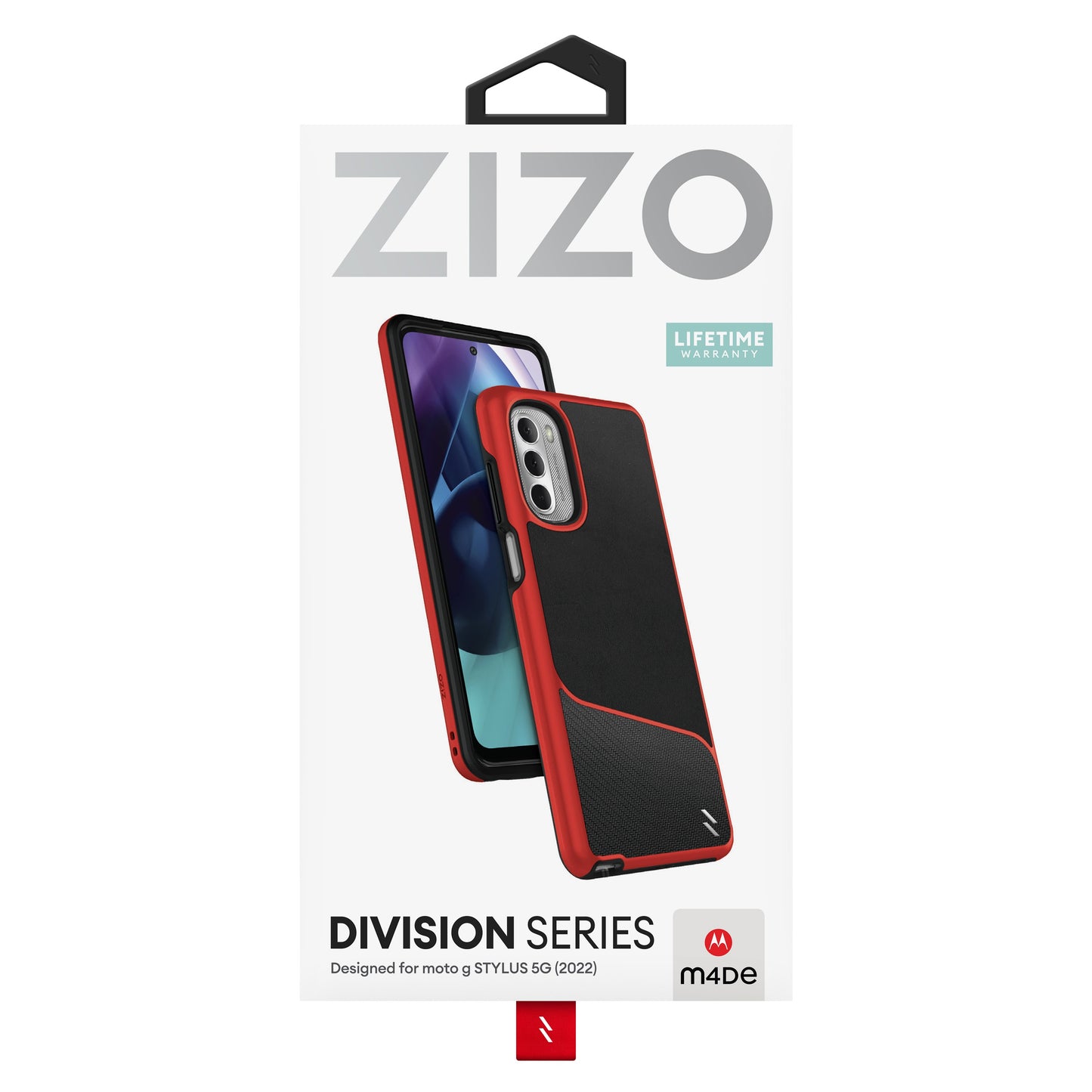 ZIZO DIVISION Series moto g STYLUS 5G (2022) Case - Black & Red