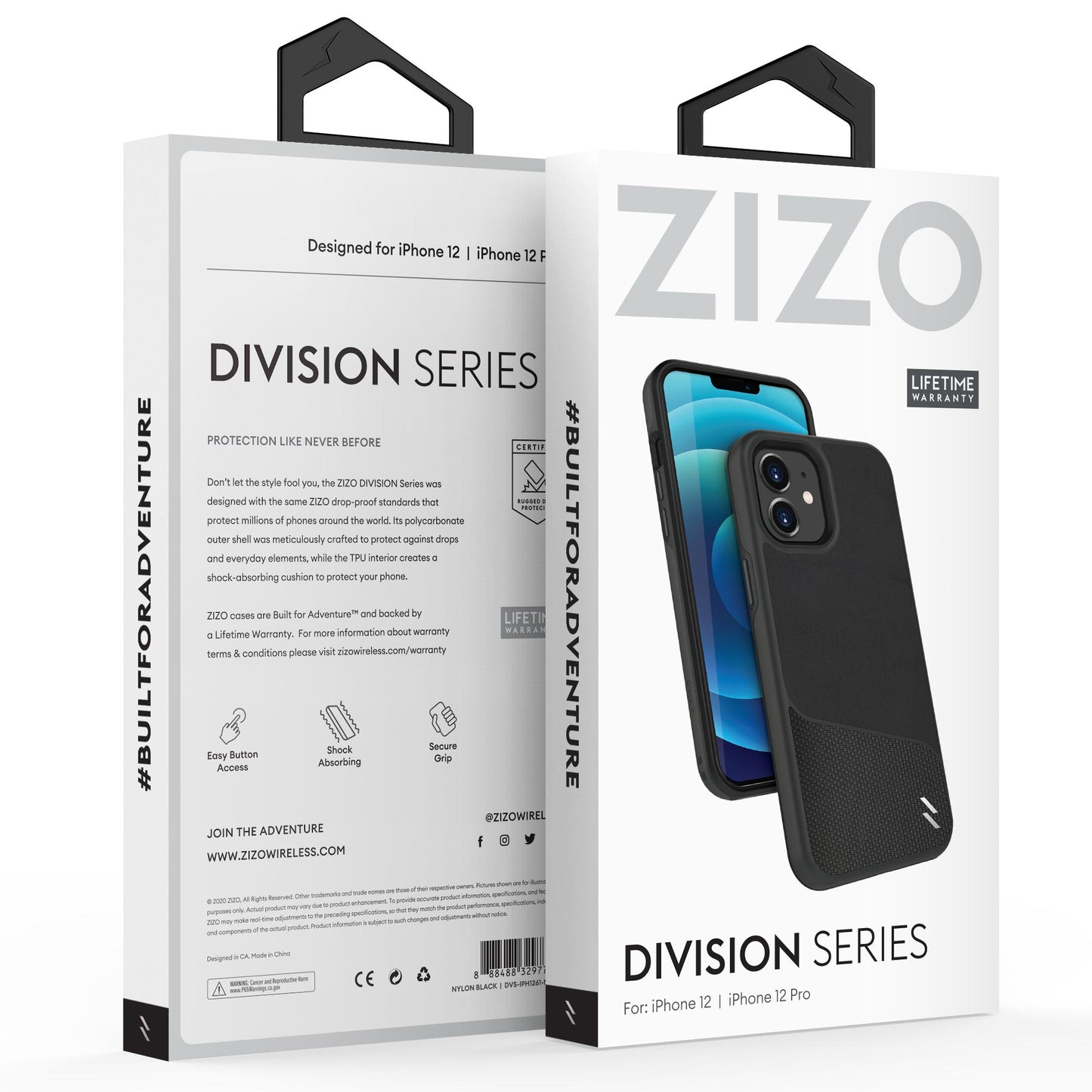 ZIZO DIVISION Series iPhone 12 / iPhone 12 Pro Case - Nylon Black