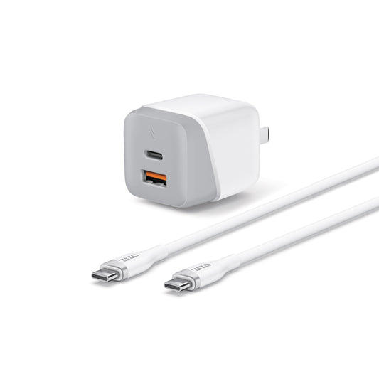 ZIZO PowerVault 30W Dual Port Wall Charger Bundle + USB-C Cable + USB-A Adapter