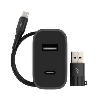 ZIZO PowerVault Bundle Travel Charger + Type C to Lightning Cable + USB to Type C Adapter