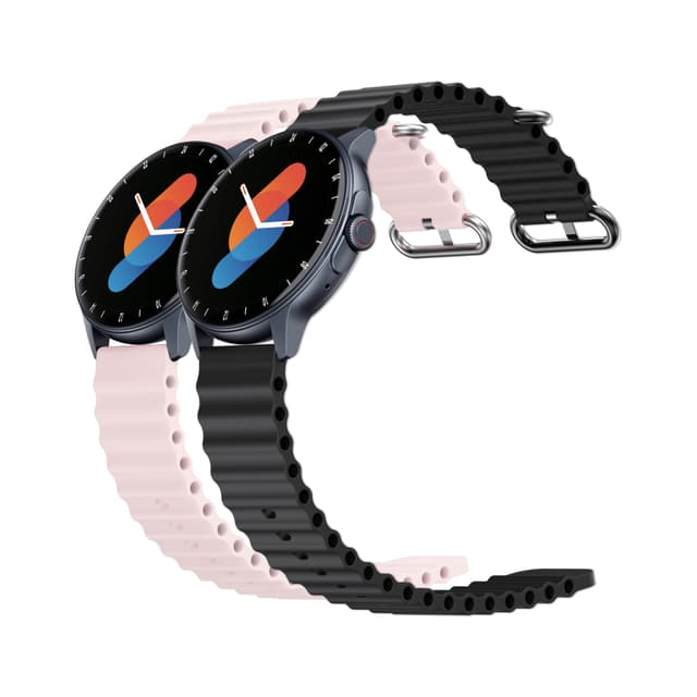 The ZIZO Tyme Elite 2 shown twice, once on the black band and once on the pink band